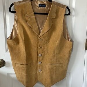 Nwt Paul Fredrick Leather Suede Tan Vest Western M